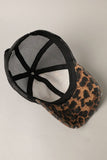 Leopard Print Distressed Mesh back Baseball Cap