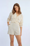 High Waist Linen Shorts