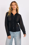 Members Only Sheer Ruffle Blouse
