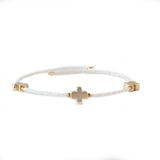 Faithful Cross Bangle-White