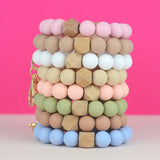 Mugsby - Solid Neutrals Silicone Keyring, Wristlet Keychain, Beaded: White