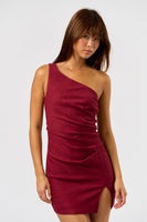 One Shoulder Pleated Dress