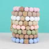 Mugsby - Solid Neutrals Silicone Keyring, Wristlet Keychain, Beaded: White