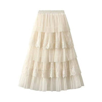 Layered Lace Midi Skirt