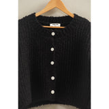Fluffy Knit Button-Up Cardigan Sweater