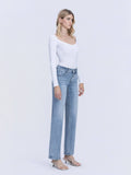 Mid Rise Slim Wide Leg