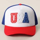 USA Floral Letter Patch Trucker Hat