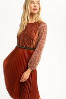 Pleated Dress: Chili