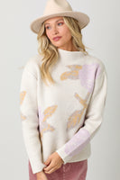 Floral Print Funnel Neck Sweater