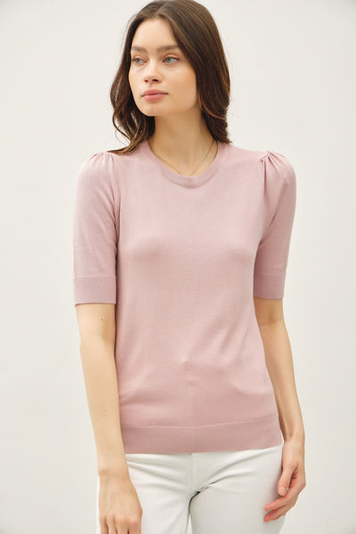 Shirred Short Sleeve Sweater