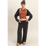 Laid Back Brushed Fabric Relaxed Wide Leg Pants