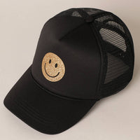 Gold Happy Face Trucker Hat