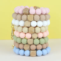 Mugsby - Solid Neutrals Silicone Keyring, Wristlet Keychain, Beaded: White