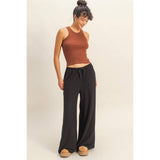 Laid Back Brushed Fabric Relaxed Wide Leg Pants