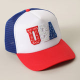USA Floral Letter Patch Trucker Hat