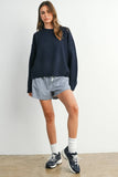 Tie Split-Hem Crewneck Long Sleeve Top
