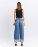 HIGH RISE CUFFED WIDE JEANS
