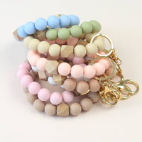 Mugsby - Solid Neutrals Silicone Keyring, Wristlet Keychain, Beaded: White