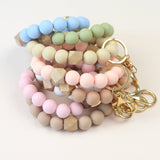 Mugsby - Solid Neutrals Silicone Keyring, Wristlet Keychain, Beaded: White