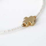 Faithful Cross Bangle-White