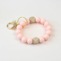 Mugsby - Solid Neutrals Silicone Keyring, Wristlet Keychain, Beaded: White
