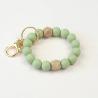 Mugsby - Solid Neutrals Silicone Keyring, Wristlet Keychain, Beaded: White