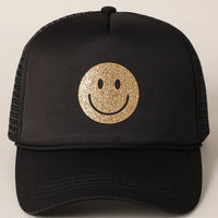 Gold Happy Face Trucker Hat