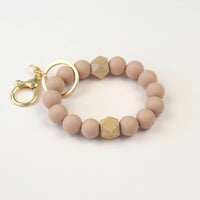 Mugsby - Solid Neutrals Silicone Keyring, Wristlet Keychain, Beaded: White