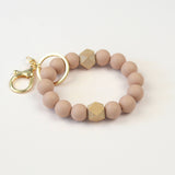 Mugsby - Solid Neutrals Silicone Keyring, Wristlet Keychain, Beaded: White