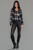 Black, White & Tan Plaid Button Up
