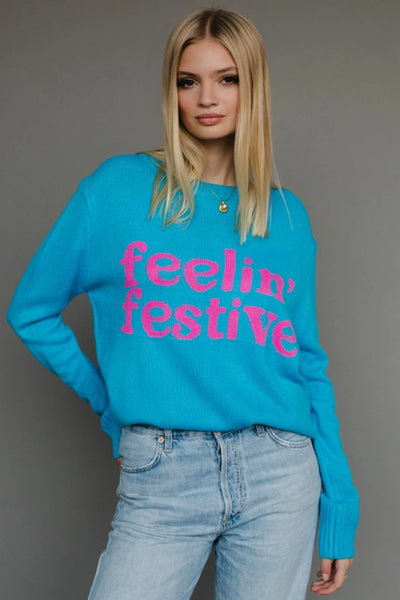 Blue Feelin Festive Sweater
