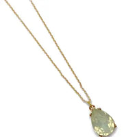 Matte Gold Teardrop Hazy Citrine Crystal Charm Necklace