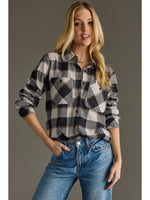 Navy Plaid Button Up