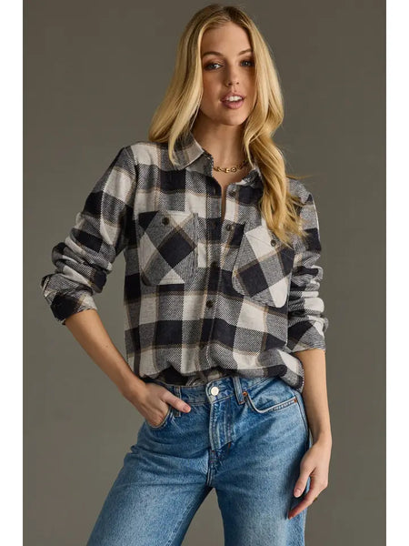 Navy Plaid Button Up