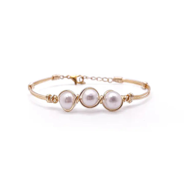 Perla Gold and Pearl Bangle Bracelet