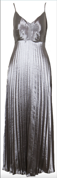 Rose Pleated Pewter Dress