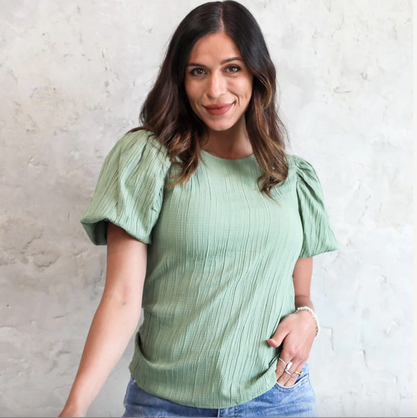 Puff Sleeve Top in Dill