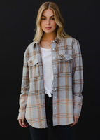 Gray, Camel & White Plaid Flannel