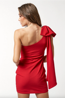 One Shoulder Dress with Oversized Ribbon