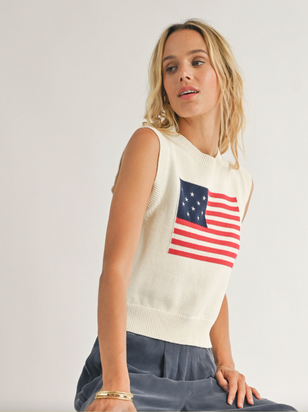 Americana Flag Sweater Tank