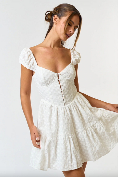 Cotton Eyelet Puff Sleeve Dress