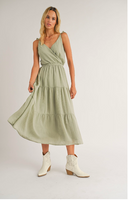 Steady Surplice Top Tiered Midi Dress