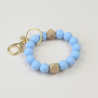 Mugsby - Solid Neutrals Silicone Keyring, Wristlet Keychain, Beaded: White