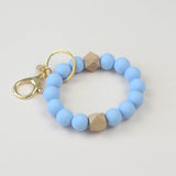 Mugsby - Solid Neutrals Silicone Keyring, Wristlet Keychain, Beaded: White