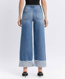 HIGH RISE CUFFED WIDE JEANS