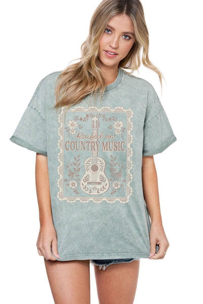 Raised On Country Music Mineral Washed Tee