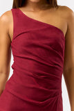 One Shoulder Pleated Dress