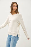 BUTTERY  HACCI BRUSHED PULLOVER KNIT TOP