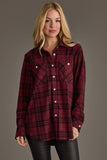 Maroon & Black Plaid Button Up