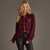 Maroon & Black Plaid Button Up